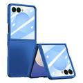 Coque Samsung Galaxy Z Flip7 en plastique avec protecteur d'écran extérieur en verre trempé - Bleu foncé