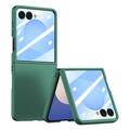 Coque Samsung Galaxy Z Flip7 en plastique avec protecteur d'écran extérieur en verre trempé - Vert foncé