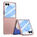 Coque Samsung Galaxy Z Flip7 en plastique avec protecteur d'écran extérieur en verre trempé - Rose