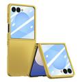 Coque Samsung Galaxy Z Flip7 en plastique avec protecteur d'écran extérieur en verre trempé - Jaune