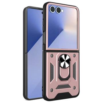 Coque Hybride Samsung Galaxy Z Flip7 à Anneau Rotatif avec Protection pour Appareil Photo