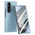 Coque Samsung Galaxy Z Flip7 en plastique avec protecteur d'écran extérieur en verre trempé - Azur Clair