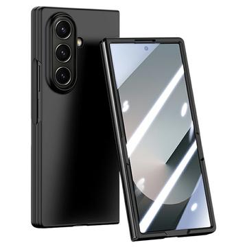 Coque Samsung Galaxy Z Fold7 en plastique avec protecteur d\'écran extérieur en verre trempé - Noire
