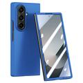Coque Samsung Galaxy Z Flip7 en plastique avec protecteur d'écran extérieur en verre trempé - Bleu foncé