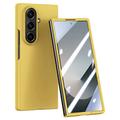 Coque Samsung Galaxy Z Fold7 en plastique avec protecteur d'écran extérieur en verre trempé - Jaune