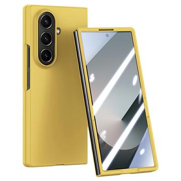 Coque Samsung Galaxy Z Fold7 en plastique avec protecteur d\'écran extérieur en verre trempé - Jaune