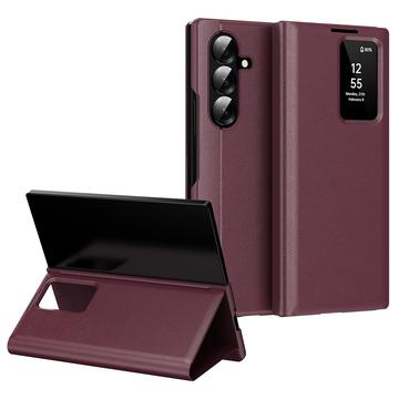 Étui à rabat Samsung Galaxy Z Fold7 Smart Clear View avec fente pour carte - Vin Rouge
