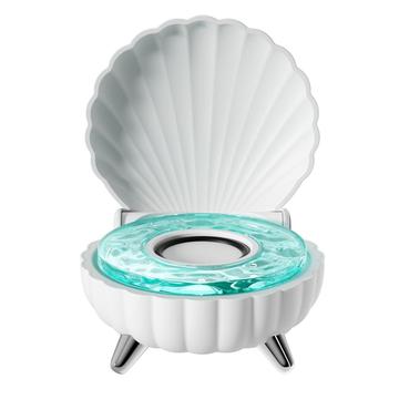 Enceinte Bluetooth en forme de coquillage avec éclairage d\'ambiance RVB - Blanc