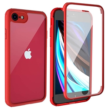 Coque Hybride iPhone 7/8/SE (2020)/SE (2022) - Série Shine&Protect 360 - Rouge / Transparent