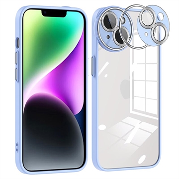 Coque Hybride iPhone 14 Absorbant les Chocs avec Protection de l\'Appareil Photo - Azur Clair