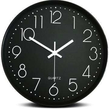 Horloge murale silencieuse avec chiffres - 30cm - Noir / Blanc