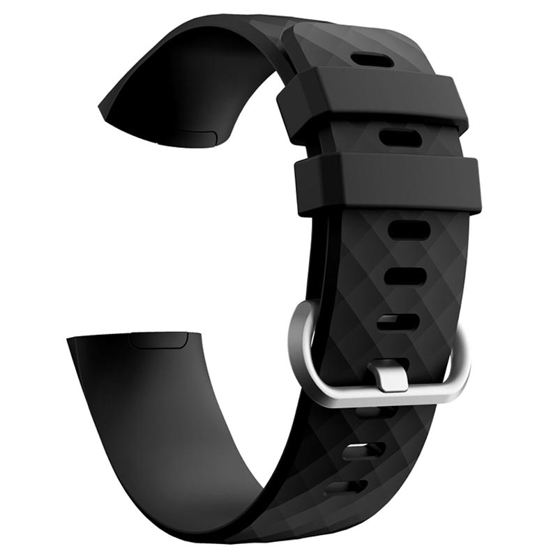 Bracelet Fitbit Charge 3 en Silicone avec Connecteurs Noir