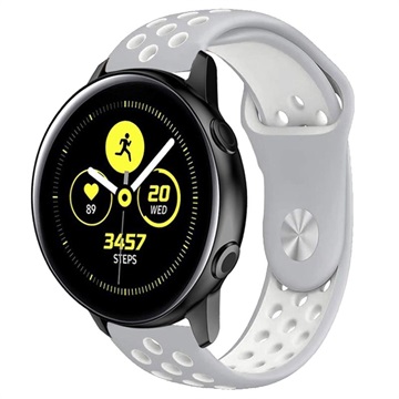 Bracelet Sports Samsung Galaxy Watch Active en Silicone - Blanc / Gris