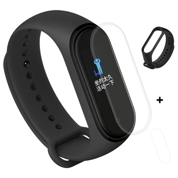 Bracelet Xiaomi Mi Band 4 en Silicone & Protecteur d’Écran en TPU - Noir