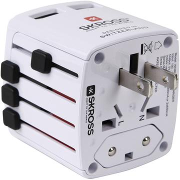 Adaptateur de voyage USB Skross World - 2x USB-A, 12W - Blanc