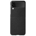 Coque Samsung Galaxy Z Flip3 Fine - Cuir Véritable - Noire