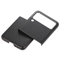 Coque Samsung Galaxy Z Flip3 Fine - Cuir Véritable - Noire