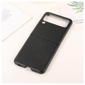 Coque Samsung Galaxy Z Flip3 Fine - Cuir Véritable - Noire