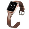 Bracelet Apple Watch Series 7/SE/6/5/4/3/2/1 en Cuir Fin - 45mm/44mm/42mm - Café