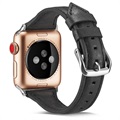 Bracelet Apple Watch Series 7/SE/6/5/4/3/2/1 en Cuir Fin - 41mm/40mm/38mm - Noir