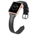Bracelet Apple Watch Series 7/SE/6/5/4/3/2/1 en Cuir Fin - 41mm/40mm/38mm - Noir