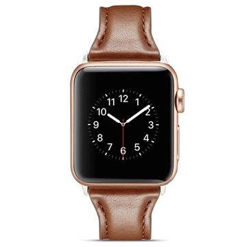 Bracelet Apple Watch Series 7/SE/6/5/4/3/2/1 en Cuir Fin - 41mm/40mm/38mm - Café