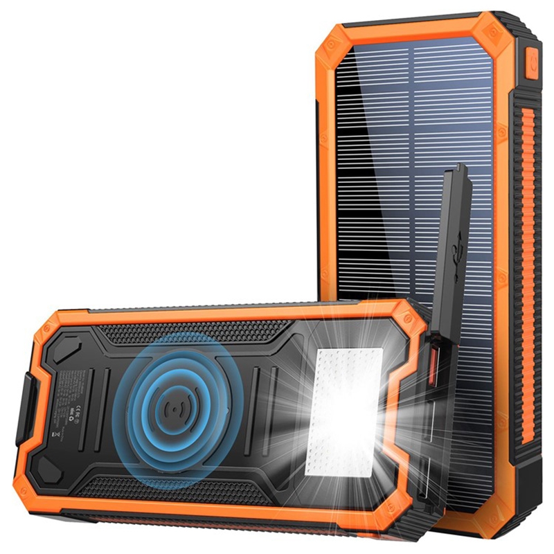 Batterie Externe Solaire Compacte - 10000mAh, 3xUSB-A - Noir