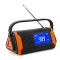 Radio d'urgence à énergie solaire avec lampe de poche - noir / orange
