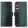 Étui Portefeuille Sony Xperia 1 VI en Cuir avec RFID - Série Crocodile
