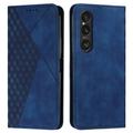 Étui Portefeuille Sony Xperia 1 VI avec fermeture magnétique à motif de losange - Bleu