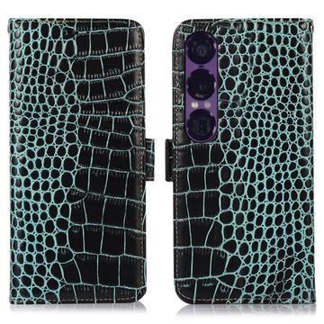 Étui Portefeuille Sony Xperia 1 VII en Cuir avec RFID - Série Crocodile