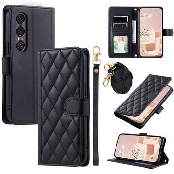 Étui Sony Xperia 1 VII portefeuille matelassé luxueux - Noir