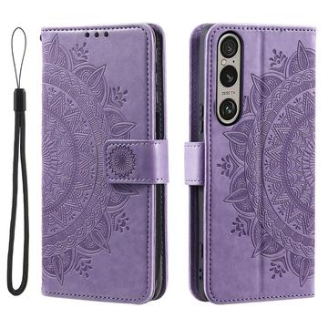 Étui Portefeuille Sony Xperia 1 VII Mandala Série - Violet