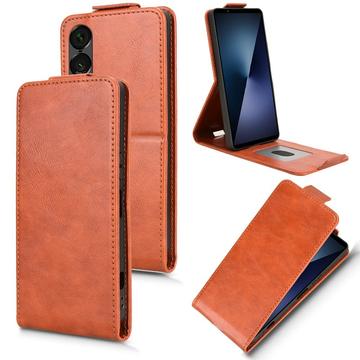 Étui à rabat vertical Sony Xperia 1 VII avec support - Marron