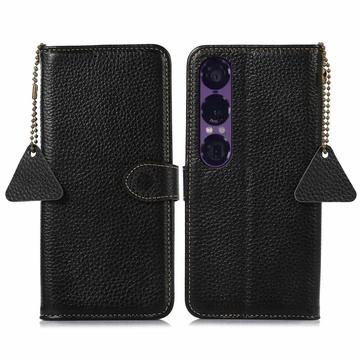 Étui Portefeuille Sony Xperia 1 VII en Cuir avec RFID - Noir
