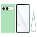 Coque Sony Xperia 10 VII en silicone liquide avec dragonne - Verte