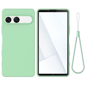 Coque Sony Xperia 10 VII en silicone liquide avec dragonne - Verte
