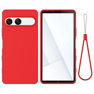 Coque Sony Xperia 10 VII en silicone liquide avec dragonne - Rouge