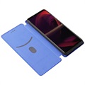 Étui à Rabat Sony Xperia 5 III - Fibre de Carbone - Bleu
