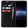 Étui Portefeuille Sony Xperia Pro-I en Cuir avec Béquille - Noir