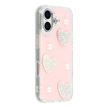 Coque hybride iPhone 17 Amour étincelant et perle - Rose