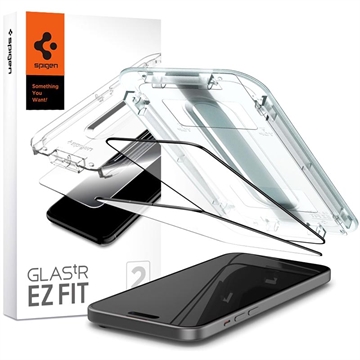 Protecteur d\'Écran Complet iPhone 15 Spigen Glas.tR Ez Fit - 2 Pièces - Bord Noir