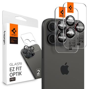 Protecteur d\'Objectif iPhone 16 Pro/16 Pro Max Spigen Glas.tR Ez Fit Optik Pro - Noir / Rouge