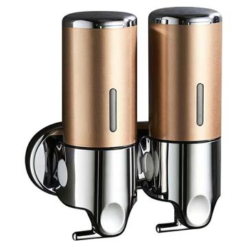 Distributeur de shampoing/savon à deux têtes en acier inoxydable - 2x500ml