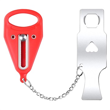 Serrure de Porte de Sécurité Portable en Acier Inoxydable - Rouge