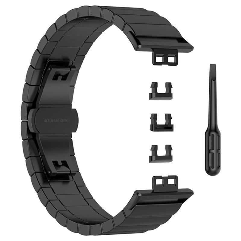 Bracelet Huawei Watch Fit en Acier Inoxydable avec Boucle Papillon Noir