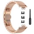 Bracelet Huawei Watch Fit en Acier Inoxydable avec Boucle Papillon - Rose Doré