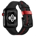 Bracelet Apple Watch Series 7/SE/6/5/4/3/2/1 en Cuir Cousu - 445mm/44mm/42mm - Noir