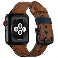 Bracelet Apple Watch Series 7/SE/6/5/4/3/2/1 en Cuir Cousu - 45mm/44mm/42mm - Marron