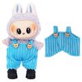 Combinaison à bretelles en forme d'ours rayé pour Labubu Mini Figure 17cm - Bleu